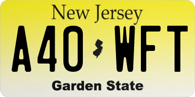 NJ license plate A40WFT