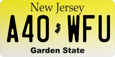 NJ license plate A40WFU