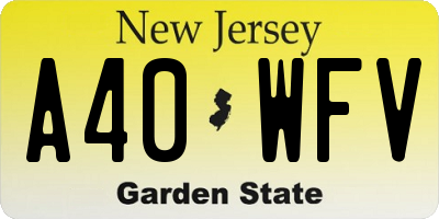 NJ license plate A40WFV