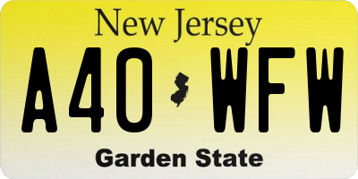 NJ license plate A40WFW