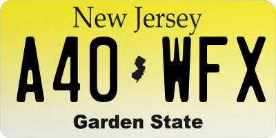 NJ license plate A40WFX