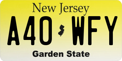NJ license plate A40WFY