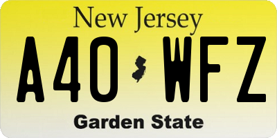 NJ license plate A40WFZ