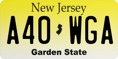 NJ license plate A40WGA