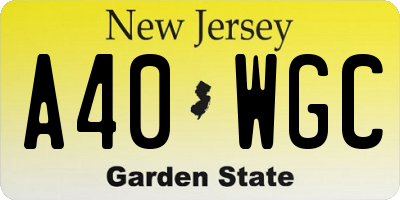 NJ license plate A40WGC