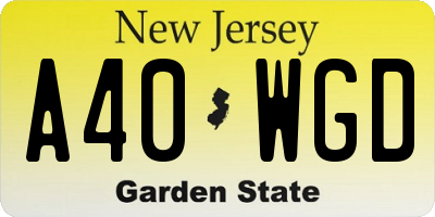 NJ license plate A40WGD