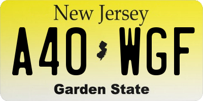 NJ license plate A40WGF