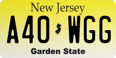 NJ license plate A40WGG