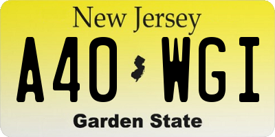 NJ license plate A40WGI