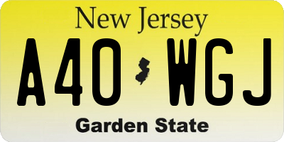 NJ license plate A40WGJ