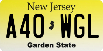 NJ license plate A40WGL
