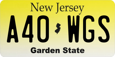 NJ license plate A40WGS