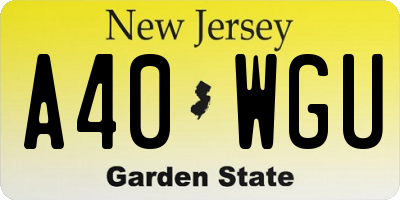 NJ license plate A40WGU