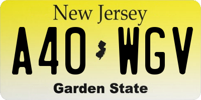 NJ license plate A40WGV