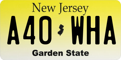 NJ license plate A40WHA