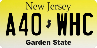 NJ license plate A40WHC