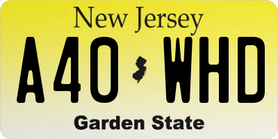 NJ license plate A40WHD