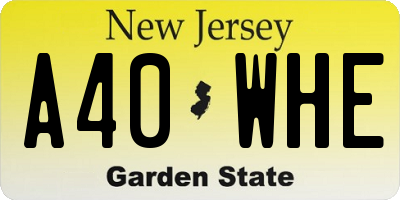 NJ license plate A40WHE