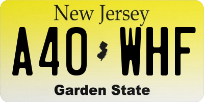 NJ license plate A40WHF