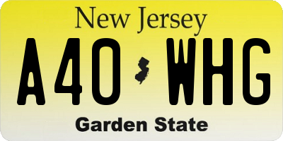 NJ license plate A40WHG