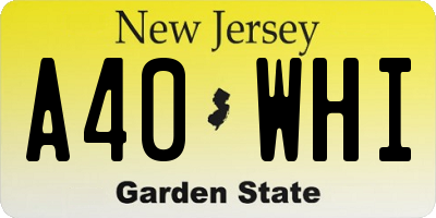 NJ license plate A40WHI