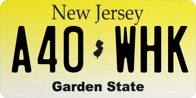 NJ license plate A40WHK