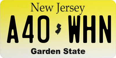 NJ license plate A40WHN