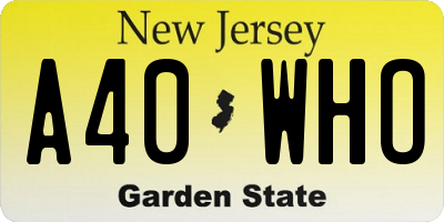 NJ license plate A40WHO