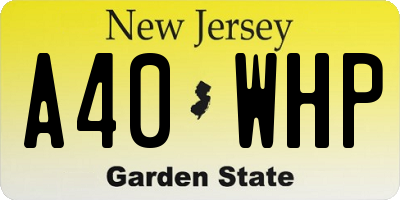 NJ license plate A40WHP