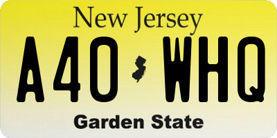 NJ license plate A40WHQ