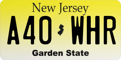 NJ license plate A40WHR