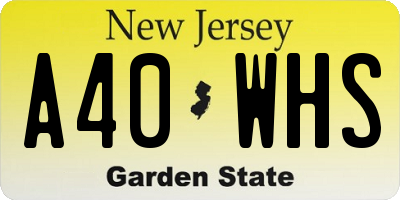 NJ license plate A40WHS
