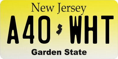 NJ license plate A40WHT