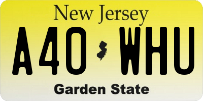 NJ license plate A40WHU