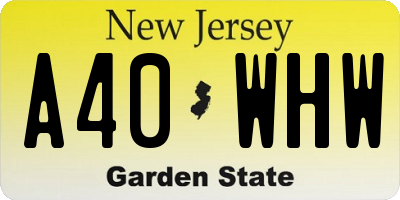 NJ license plate A40WHW