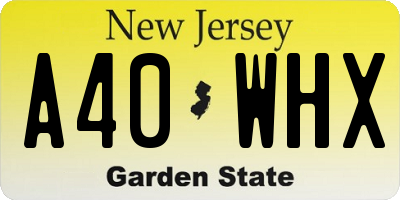 NJ license plate A40WHX