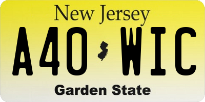 NJ license plate A40WIC