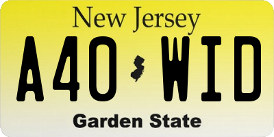 NJ license plate A40WID