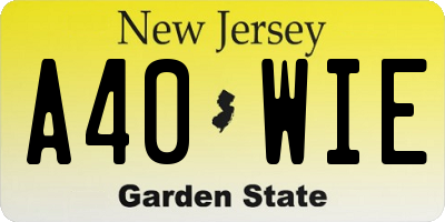 NJ license plate A40WIE
