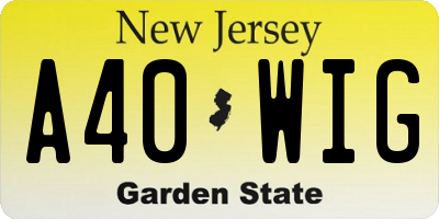 NJ license plate A40WIG