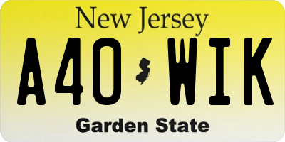 NJ license plate A40WIK