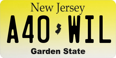 NJ license plate A40WIL