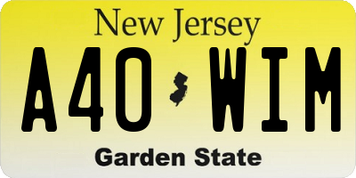 NJ license plate A40WIM