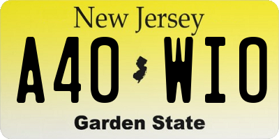 NJ license plate A40WIO
