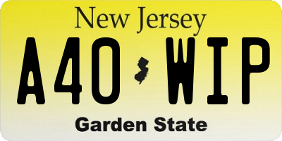 NJ license plate A40WIP