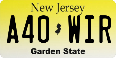 NJ license plate A40WIR