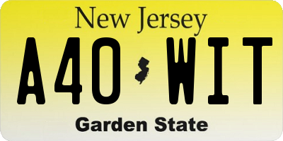 NJ license plate A40WIT