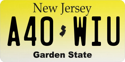 NJ license plate A40WIU