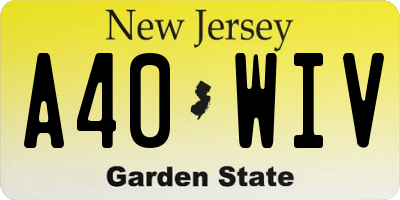 NJ license plate A40WIV