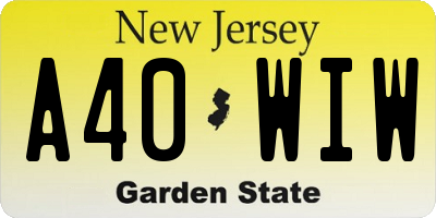 NJ license plate A40WIW